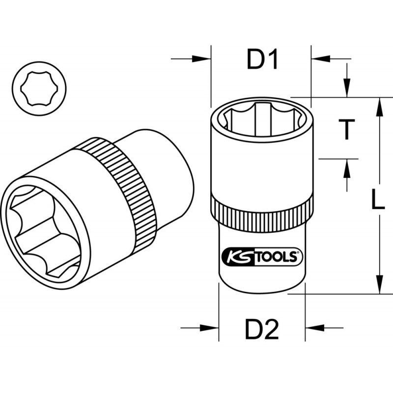 Douille Hexagonale 1/4" 3,5 Mm KS Tools - Profil Flank Traction - Pour Utilisation Manuelle - Chrome Vanadium