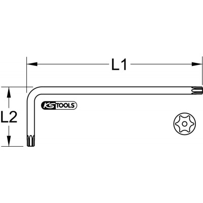 Clé mâle TORX® percé longue, TB5 KSTools | 151.2955