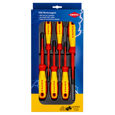 Assortiment de 5 tournevis isolés 1000V - SLIM - Fente, Phillips® et Pozidriv® - KNIPEX | 00 20 12 V04