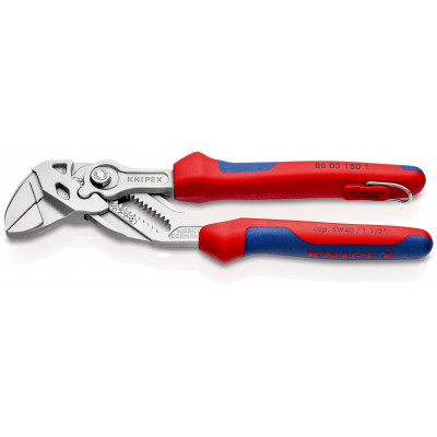 Pince-clé 180mm - Gainage bi-matière Chromée - Œillet Antichute - Capacité 40mm - KNIPEX | 86 05 180 T
