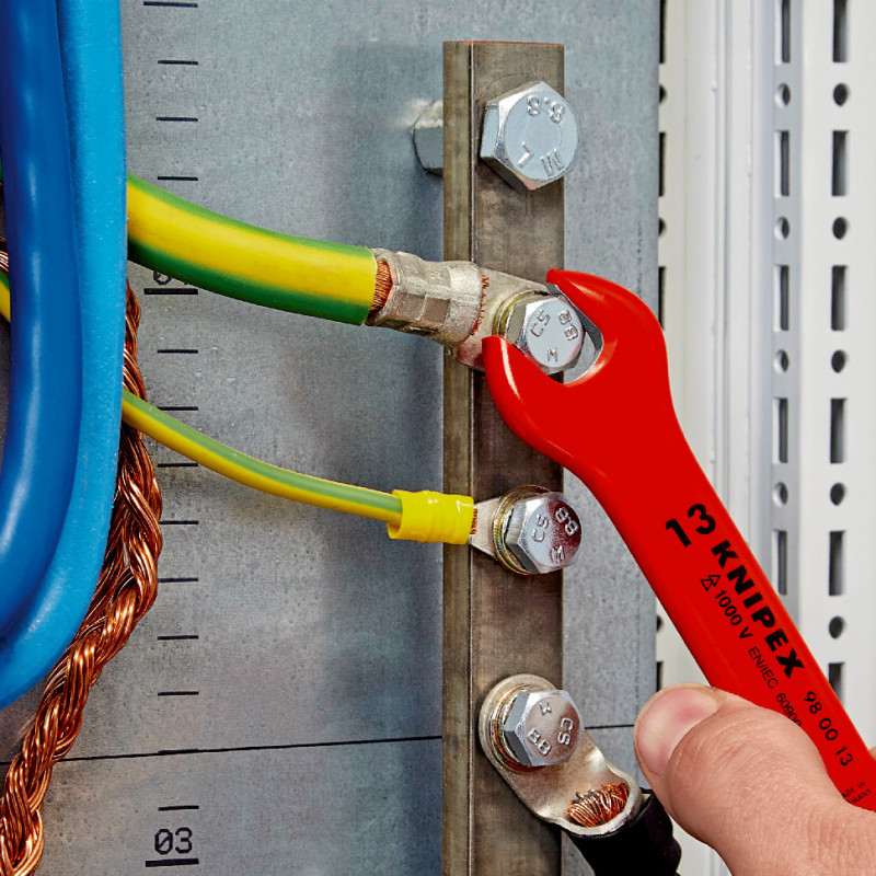 Clé à fourche - 7mm - Tête inclinée à 15° - Longueur 105mm - Isolée 1000V - KNIPEX | 98 00 07