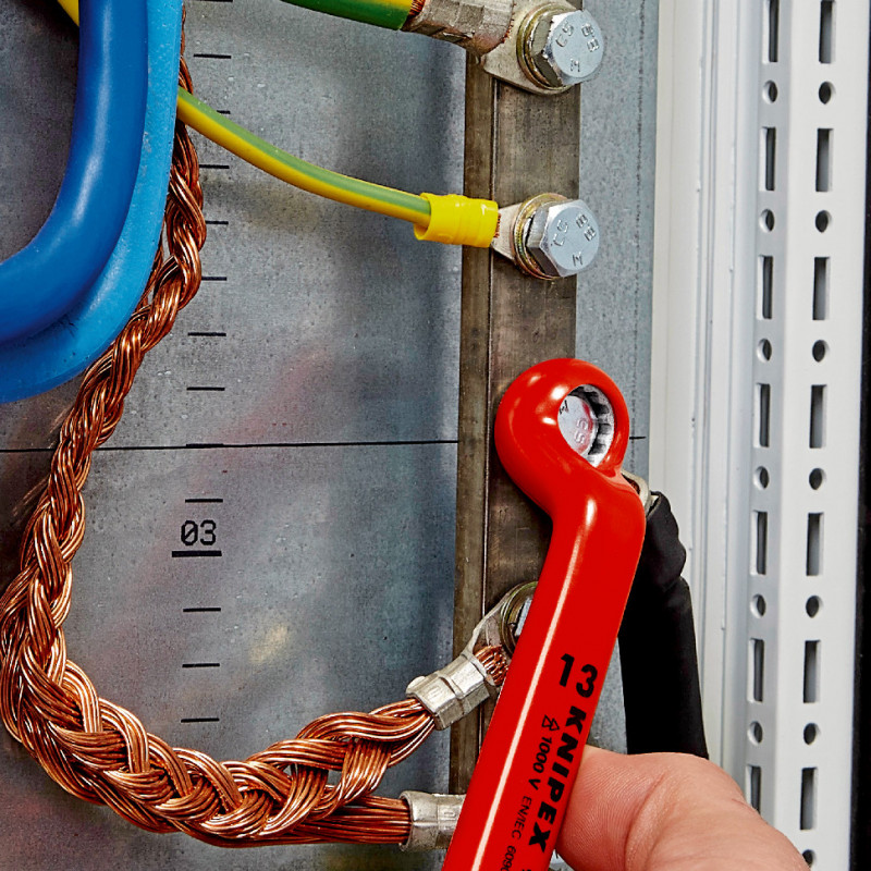 Clé à fourche - 11mm - Tête inclinée à 15° - Longueur 120mm - Isolée 1000V - KNIPEX | 98 00 11