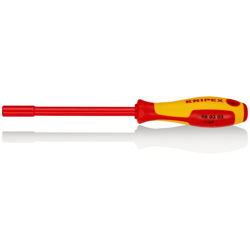 Clé à douille - 5mm - Avec poignée de tournevis - Longueur 230mm - Isolée 1000V - KNIPEX | 98 03 05
