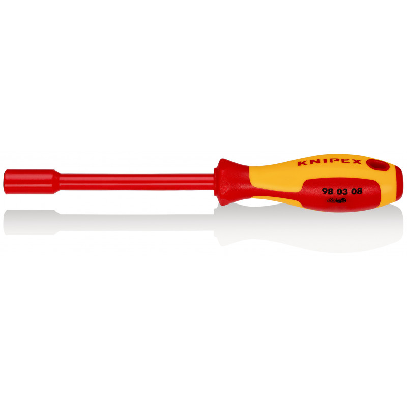 Clé à douille - 8mm - Avec poignée de tournevis - Longueur 237mm - Isolée 1000V - KNIPEX | 98 03 08