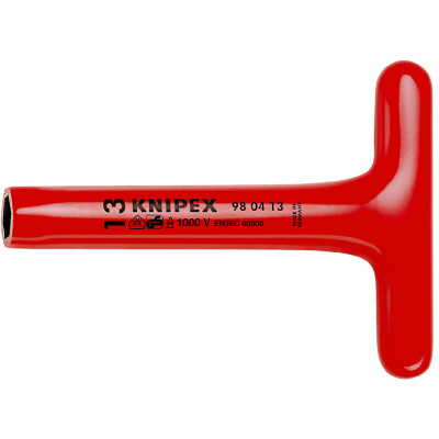 Clé à douille - 22mm - Avec poignée en T - Longueur 200mm - Isolée 1000V - KNIPEX | 98 04 22