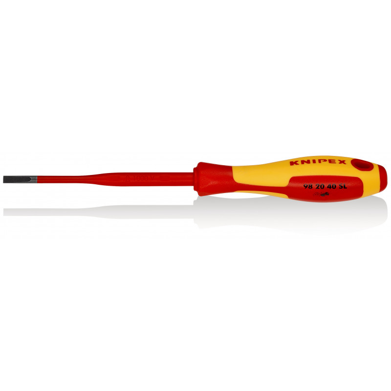 Tournevis Slim plat - 4mm - Isolé 1000V - Longueur lame 100mm - KNIPEX | 98 20 40 SL
