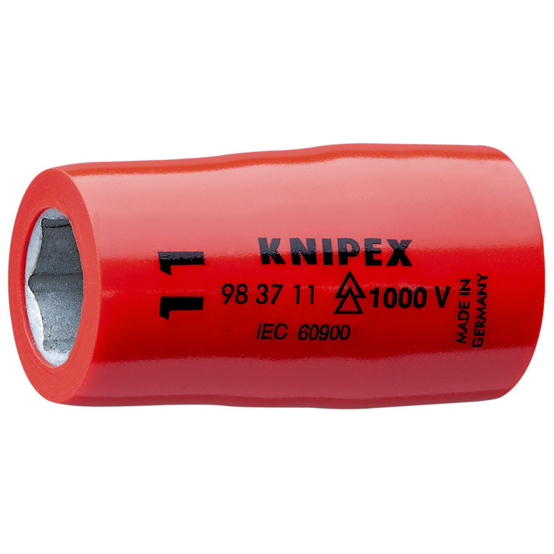 Douille - 11mm - Carré femelle 3/8" - 6 pans - Gainage surmoulé isolé 1000V - KNIPEX | 98 37 11
