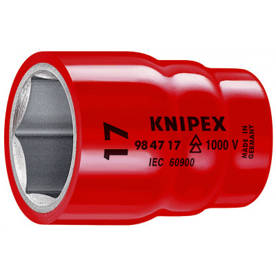 Douille - 16mm - Carré femelle 1/2" - 6 pans - Gainage surmoulé isolé 1000V - KNIPEX | 98 47 16