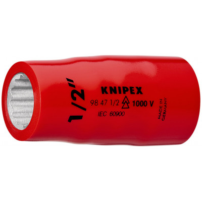 Douille - 5/8" - Carré femelle 1/2" - 12 pans - Gainage surmoulé isolé 1000V - KNIPEX | 98 47 5/8"