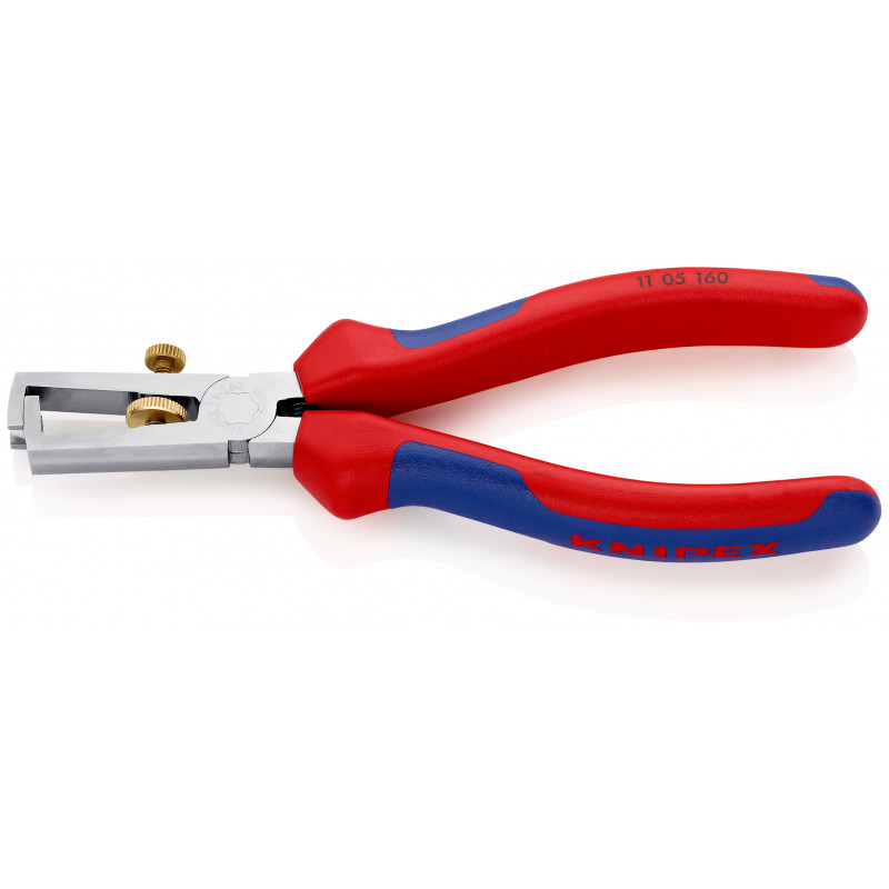 Pince à dénuder 160mm avec ressort - Gainage bi-matière - Chromée - KNIPEX | 11 05 160