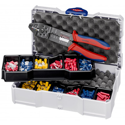 Coffret assortiment de sertissage pince à sertir 97 32 240 et cosses pré-isolées - KNIPEX | 97 90 26