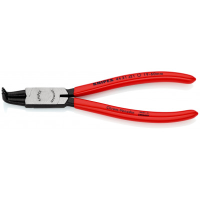 Pince pour circlips intérieurs coudée à 90° de 19 à 60mm - Gainage PVC - KNIPEX | 44 21 J21