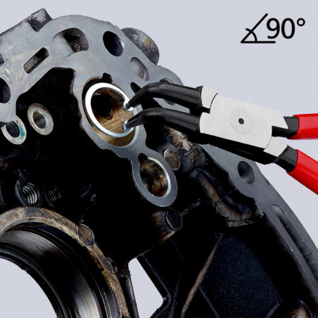 Pince pour circlips intérieurs coudée à 90° de 19 à 60mm - Gainage PVC - KNIPEX | 44 21 J21