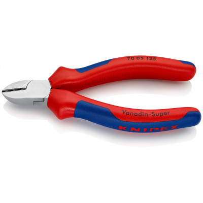 Pince coupante de côté 125mm - Tête étroite - Gainage bi-matière - Chromée - KNIPEX | 70 05 125