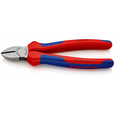Pince coupante de côté 180mm - Tête étroite - Gainage bi-matière - 62 HRC - KNIPEX | 70 02 180