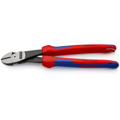 Pince coupante démultipliée 250mm Coudée à 25° - Bi-matière Antichute Sur carte - KNIPEX | 74 22 250 T BK