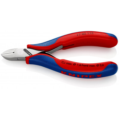 Pince coupante électronique petit biseau 115mm - Ressort - Gainage bi-matière - KNIPEX | 77 02 115