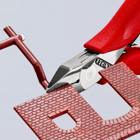 Pince coupante électronique pointue coupe rase 115mm - Ressort - Gainage PVC - KNIPEX | 77 41 115