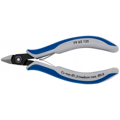 Pince coupante tête pointue sans biseau 125mm - Ressort - Bi-matière Serre-fils - KNIPEX | 79 62 125