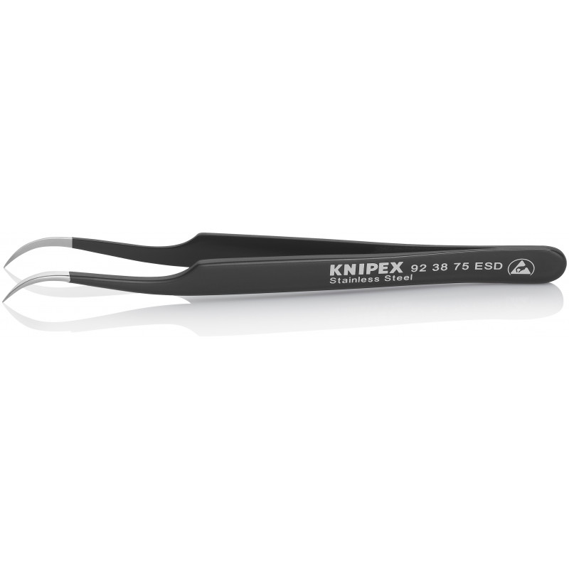 Brucelle de précision 120mm coudée 45° - ESD - Ultrafine - Acier inoxydable - KNIPEX | 92 38 75 ESD