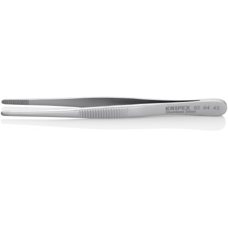 Brucelle de précision 120mm droite - Pointes rondes - Acier chromé - KNIPEX | 92 64 43