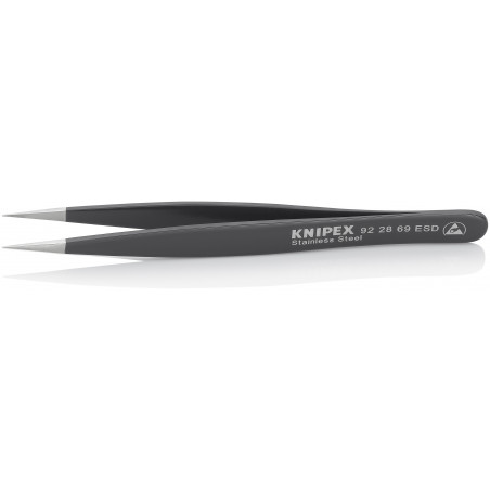 Brucelle de précision 130mm droite ESD Pointue Acier inoxydable antimagnétique - KNIPEX | 92 28 69 ESD