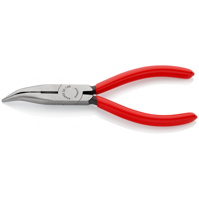 Pince à becs demi-ronds 160mm coudés avec tranchant - Gainage PVC - KNIPEX | 25 21 160