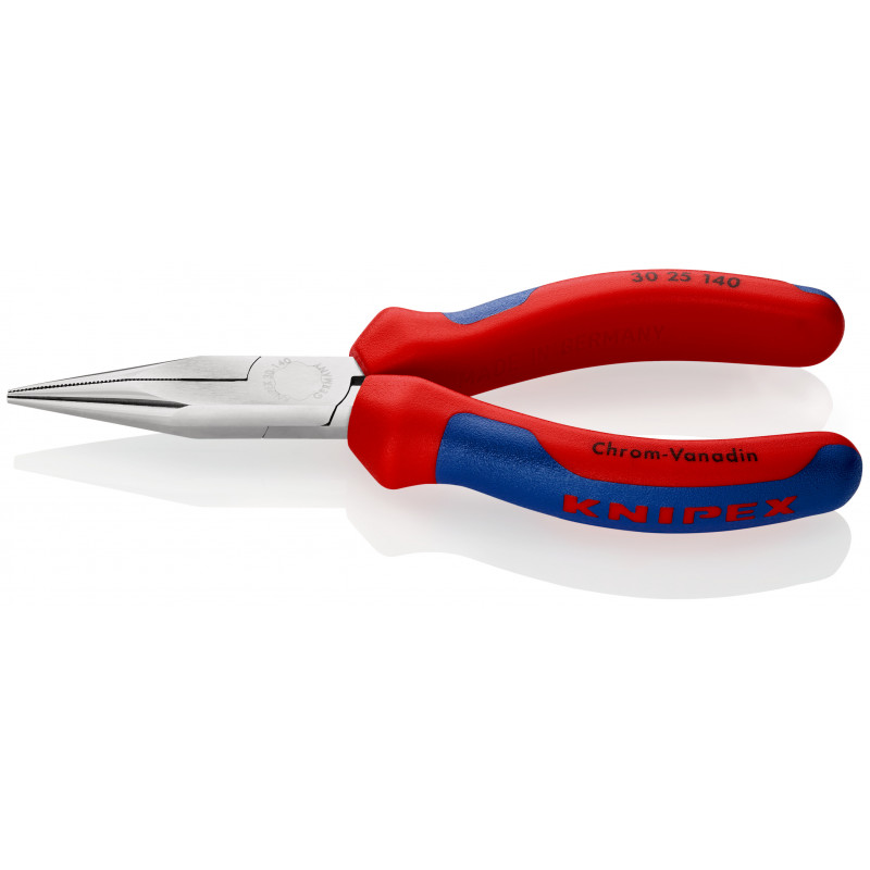 Pince à becs longs demi-ronds 140mm - Gainage bi-matière - Chromée - KNIPEX | 30 25 140