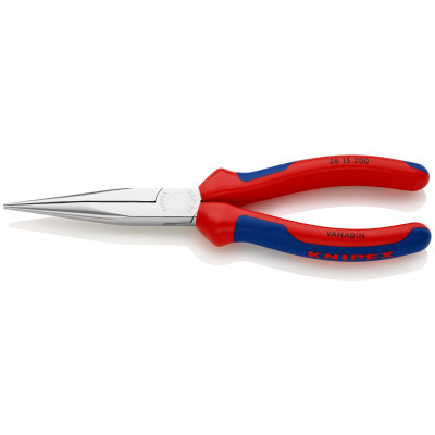 Pince de mécanicien 200mm - Becs demi-ronds striés - Gaines bi-matière - Chromée - KNIPEX | 38 15 200