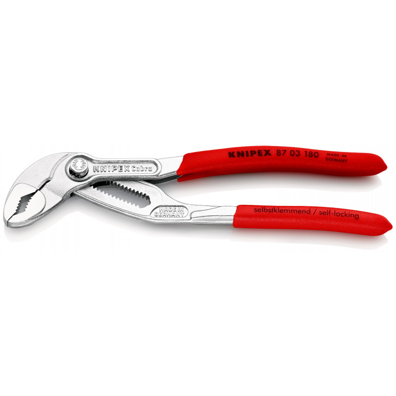 Pince multiprise Cobra® 180mm - Gainage PVC - Chromée - Capacité 36mm - KNIPEX | 87 03 180