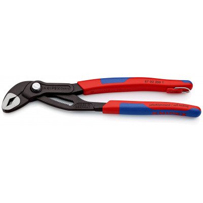 Pince multiprise Cobra® 250mm - Gainage bi-matière Œillet antichute - Sur carte - KNIPEX | 87 02 250 T BK