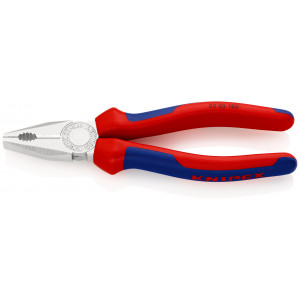 Pince universelle 180mm avec tranchant - Gainage bi-matière - Chromée - KNIPEX | 03 05 180