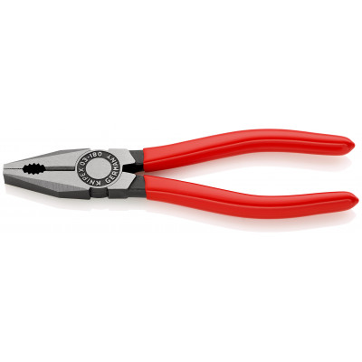 Pince universelle 180mm avec tranchant - Gainage PVC - Tête polie - KNIPEX | 03 01 180
