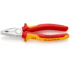 Pince universelle 200mm avec tranchant - Bi-matière - Chromée - Isolée 1000V - KNIPEX | 03 06 200