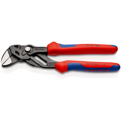 Pince-clé noire tête polie 180mm - Gainage bi-matière - Capacité 40mm - KNIPEX | 86 02 180