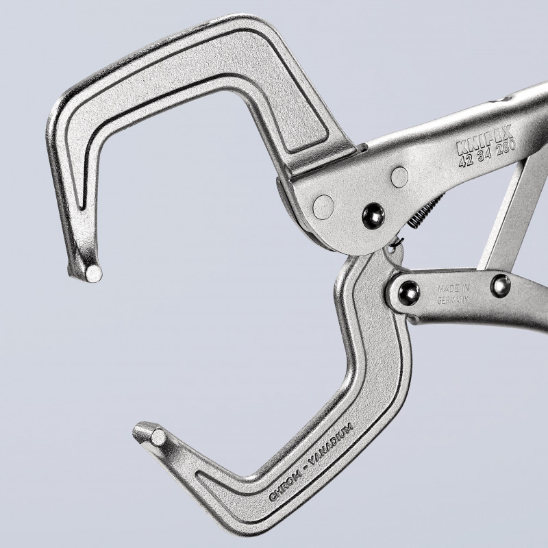 Pince-étau à souder 280mm - Bords hauts - Zinguée brillante - Capacité 90mm - KNIPEX | 42 34 280