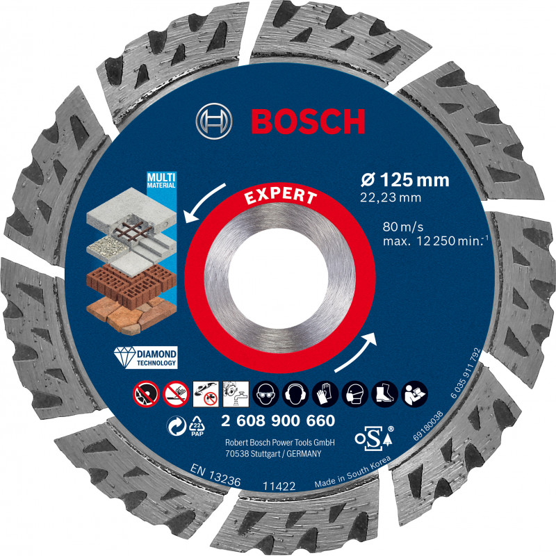 Disque diamant Multi-materiaux EXPERT 125x22.23x2.2x12mm - BOSCH | 2 608 900 660