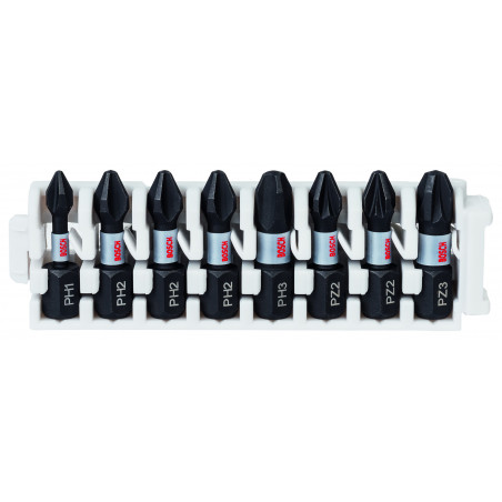 Kit 8 Embouts de vissage qualité Impact PH1 3xPH2 PH3 2xPZ2 PZ3 25mm - BOSCH | 2 608 522 323