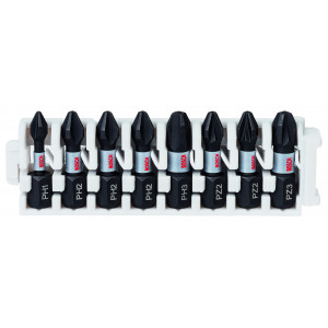 Kit 8 Embouts de vissage qualité Impact PH1 3xPH2 PH3 2xPZ2 PZ3 25mm - BOSCH | 2 608 522 323