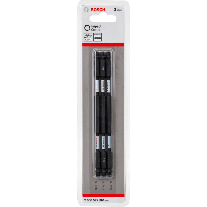 Kit 3 Embouts de vissage qualité Impact double tête T25-T25 150 mm - BOSCH | 2 608 522 361