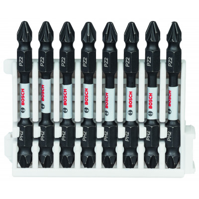Kit 8 Embouts de vissage qualité Impact double tête 8xPH2-PZ2 65mm - BOSCH | 2 608 522 333