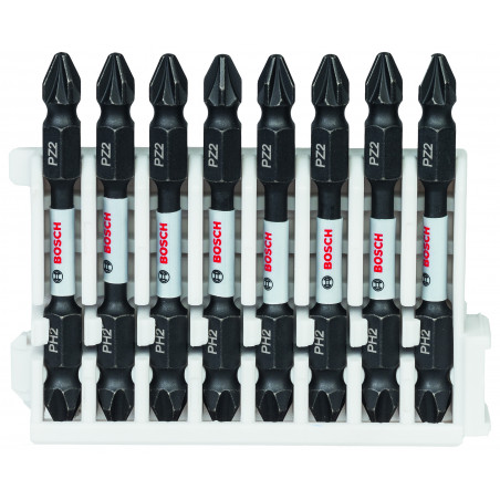Kit 8 Embouts de vissage qualité Impact double tête 8xPH2-PZ2 65mm - BOSCH | 2 608 522 333