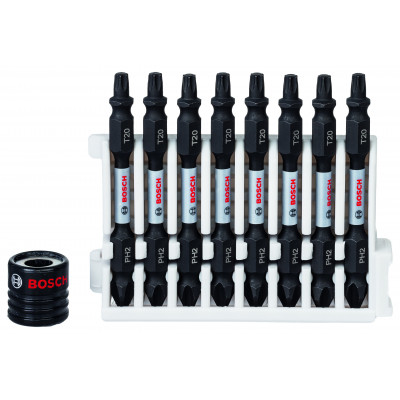 Kit 8 Embouts de vissage qualité Impact double tête 8xPH2-T20 65mm + aimant - BOSCH | 2 608 522 336