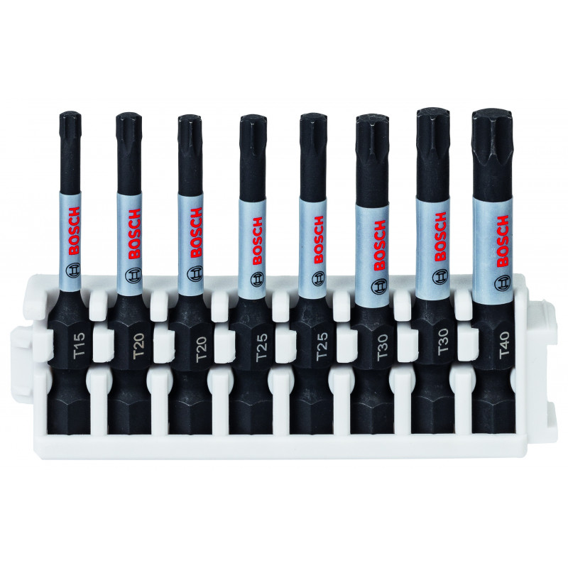 Kit 8 Embouts de vissage qualité Impact T15 2xT20 2xT25 2xT30 T40 50 mm - BOSCH | 2 608 522 329