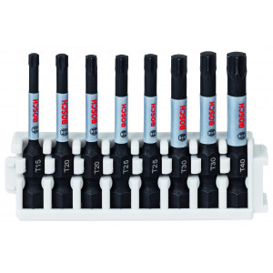 Kit 8 Embouts de vissage qualité Impact T15 2xT20 2xT25 2xT30 T40 50 mm - BOSCH | 2 608 522 329