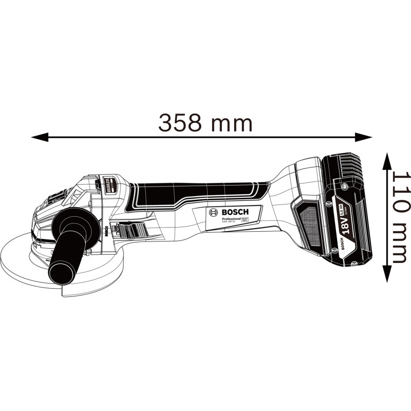 Meuleuse 125 mm gws 18v-10 solo carton - BOSCH | 0 601 9J4 002