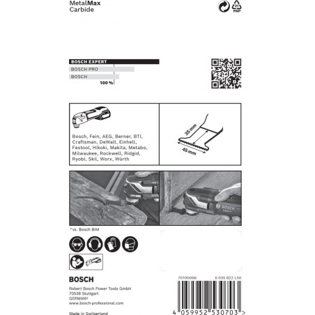 Lame Plongeante EXPERT Starlock Carbure Extra Métal 45mm AIZ45AIT - BOSCH | 2 608 900 018
