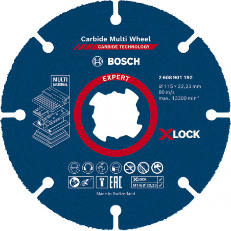 Disque à tronçonner X-LOCK Expert Carbide Multi Wheel 115 mm, 1 mm, 22,23 mm - BOSCH | 2 608 901 192