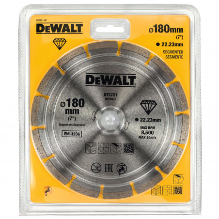 Disque Fritté Segmenté Pour Matériaux de Construction/Béton 180X22.2mm - Dewalt | DT3721