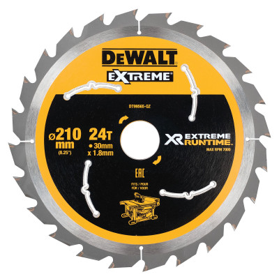 Lame de Scie Circulaire Stationnaire XR Runtime, 210X30mm 24 Dents - Dewalt | DT99565